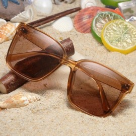 Square Oversized Square Polarized Sunglasses For Women With Rivets Retro Vintage UV Protection - C21985MXZN6 $16.67