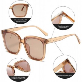 Square Oversized Square Polarized Sunglasses For Women With Rivets Retro Vintage UV Protection - C21985MXZN6 $16.67