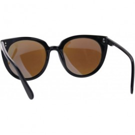 Round Retro Womens Round Oversize Color Mirror Cat Eye Sunglasses - Black Blue - CF185ORN58M $11.40