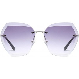 Rimless Pink Gradient Rimless Sunglasses For Women Oversized Eyewear New Transparent - Transparent - C118Y4SLREO $7.51