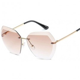 Rimless Pink Gradient Rimless Sunglasses For Women Oversized Eyewear New Transparent - Transparent - C118Y4SLREO $7.51