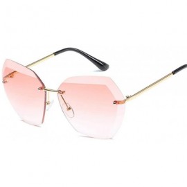 Rimless Pink Gradient Rimless Sunglasses For Women Oversized Eyewear New Transparent - Transparent - C118Y4SLREO $7.51