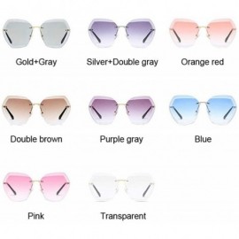 Rimless Pink Gradient Rimless Sunglasses For Women Oversized Eyewear New Transparent - Transparent - C118Y4SLREO $7.51