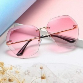 Rimless Pink Gradient Rimless Sunglasses For Women Oversized Eyewear New Transparent - Transparent - C118Y4SLREO $7.51