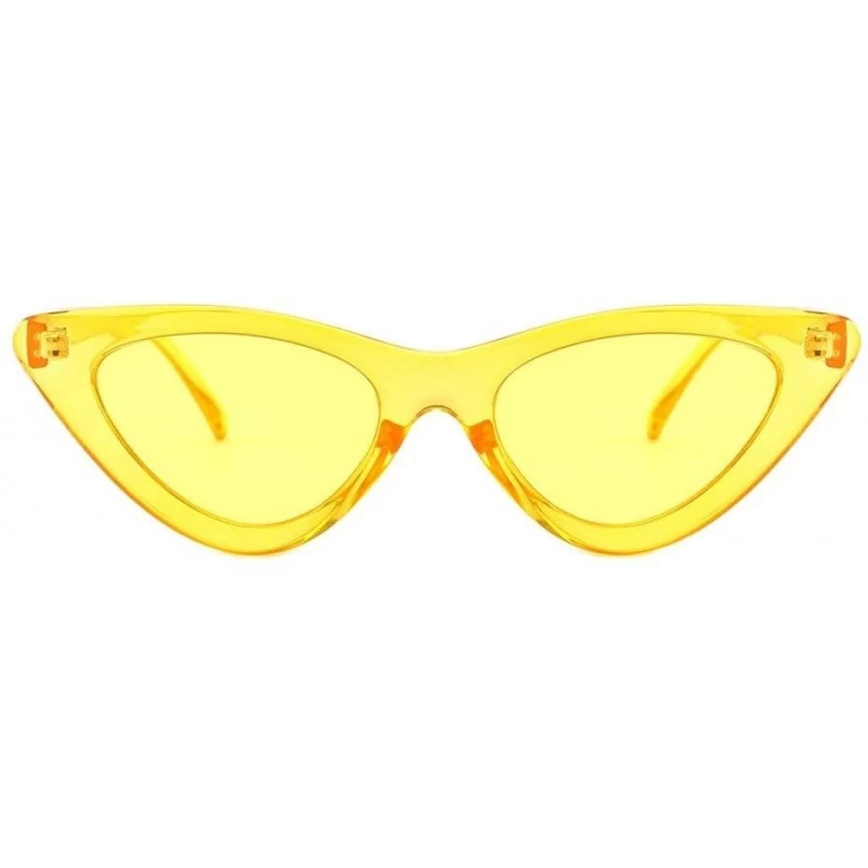 Cat Eye Women's Fashion Sunglasses-Cat Eye Sunglasses Jelly Sunshade Sunglasses Integrated Sexy Vintage Glasses (Yellow) - C8...