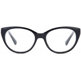 Square Unisex Clear Lens Temple Design Cat Eye Fashion Glasses - Black - C911KQRUOQT $11.39