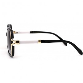 Rectangular Womens Exposed Lens Side Chic Plastic Butterfly Sunglasses - Black White Smoke - CP18ZWQZKGH $15.31