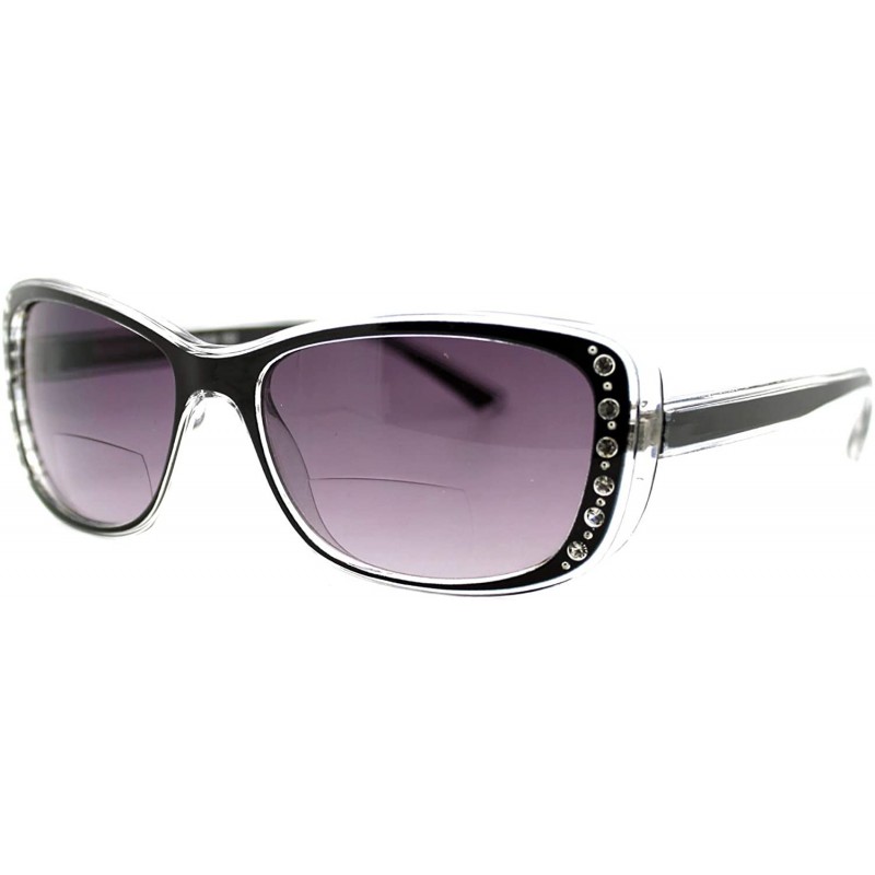 Rectangular Womens Bifocal Reading Lens Sunglasses Rhinestone Rectangular Frame - Black - CV18IEWTX20 $13.16