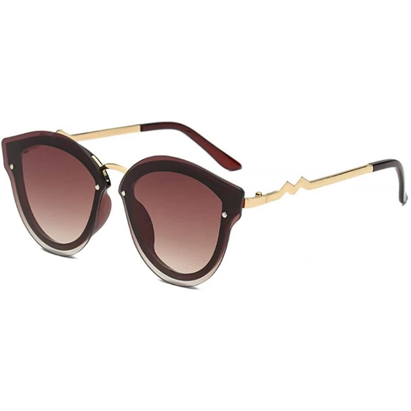 Oval Unisex Retro Cat Eye Metal Frame Oversized Plastic Lenses Sunglasses - A1brown - CL18N0ZHIY7 $10.37