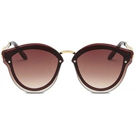 Oval Unisex Retro Cat Eye Metal Frame Oversized Plastic Lenses Sunglasses - A1brown - CL18N0ZHIY7 $10.37