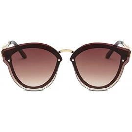 Oval Unisex Retro Cat Eye Metal Frame Oversized Plastic Lenses Sunglasses - A1brown - CL18N0ZHIY7 $10.37