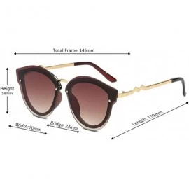 Oval Unisex Retro Cat Eye Metal Frame Oversized Plastic Lenses Sunglasses - A1brown - CL18N0ZHIY7 $10.37