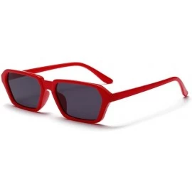 Square Vintage Women Men Square Frame Shades Sunglasses Integrated UV Glasses (Red) - Red - CK18E4RXSDW $7.73