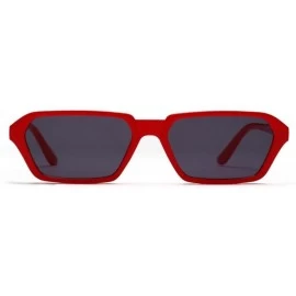 Square Vintage Women Men Square Frame Shades Sunglasses Integrated UV Glasses (Red) - Red - CK18E4RXSDW $7.73