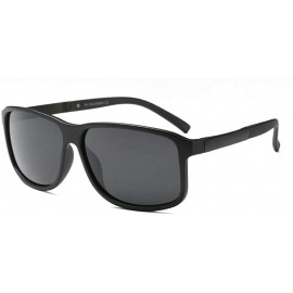 Goggle Fashion Square Glasses Brand Designer TR90 Frame Polarized Sunglasses For Men - Matte Black - C418TND2TK6 $10.95