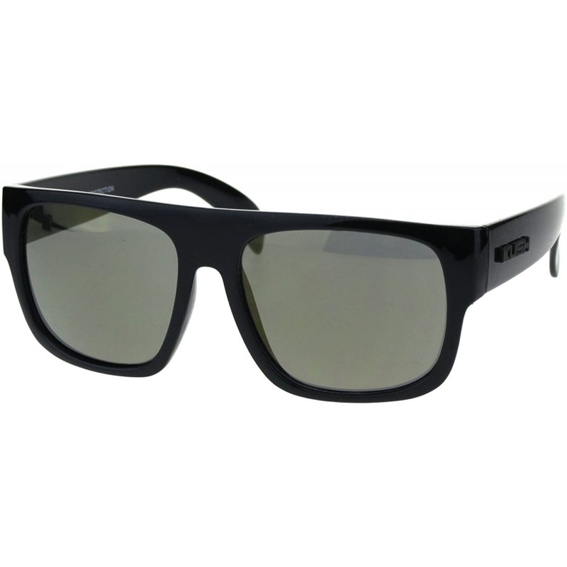 Square KUSH Sunglasses Mens Mirrored Lens Black Square Frame Shades UV 400 - Black (Gold Mirror) - CG18GS2TI2N $7.68