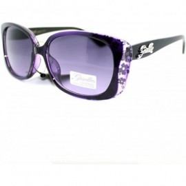 Rectangular Womens Narrow Floral Flower Print Bow Rectangular Thick Plastic Sunglasses - Purple - C311YMEN6WL $12.48