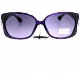 Rectangular Womens Narrow Floral Flower Print Bow Rectangular Thick Plastic Sunglasses - Purple - C311YMEN6WL $12.48