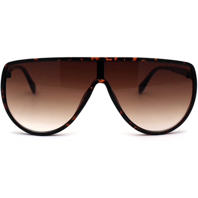 Rectangular Womens Shield Oversize Plastic Designer Fashion Sunglasses - Tortoise Brown Smoke - CB196QQ7AN4 $11.43