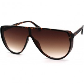 Rectangular Womens Shield Oversize Plastic Designer Fashion Sunglasses - Tortoise Brown Smoke - CB196QQ7AN4 $11.43