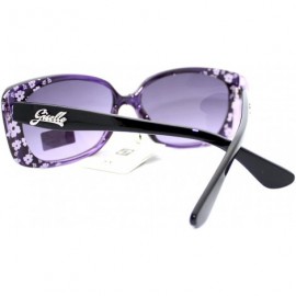 Rectangular Womens Narrow Floral Flower Print Bow Rectangular Thick Plastic Sunglasses - Purple - C311YMEN6WL $12.48