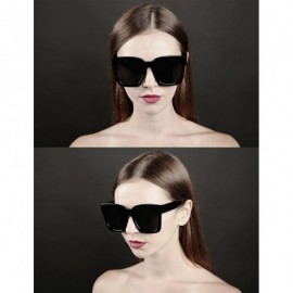 Oversized 1893 Premium True Oversized XXL Women Men Fashion Sunglasses - All Black - CZ199RUA4IK $15.58