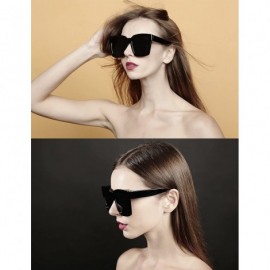 Oversized 1893 Premium True Oversized XXL Women Men Fashion Sunglasses - All Black - CZ199RUA4IK $15.58