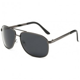 Aviator Men's Classic Metal Aviator Sunglasses- Polarized- 100% UV protection - Grey/Grey - CQ12EEU2F2T $10.75