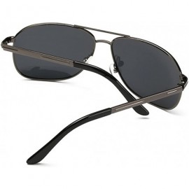 Aviator Men's Classic Metal Aviator Sunglasses- Polarized- 100% UV protection - Grey/Grey - CQ12EEU2F2T $10.75