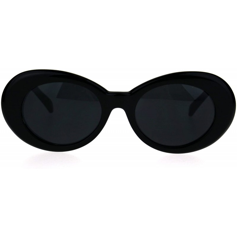 Oval Womens Oval Round Thick Plastic Vintage 20s Mod Sunglasses - Black - C6186C26LR9 $9.15