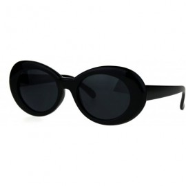 Oval Womens Oval Round Thick Plastic Vintage 20s Mod Sunglasses - Black - C6186C26LR9 $9.15