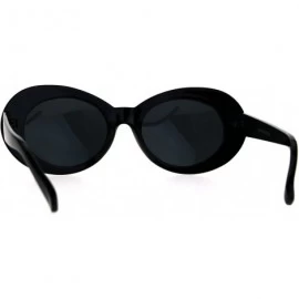 Oval Womens Oval Round Thick Plastic Vintage 20s Mod Sunglasses - Black - C6186C26LR9 $9.15