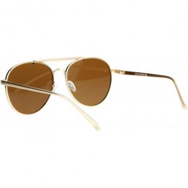 Aviator Vintage Retro Round Aviator Sunglasses Unisex Flat Lens Metal Aviators - Gold (Brown) - C4187K34CY9 $11.88