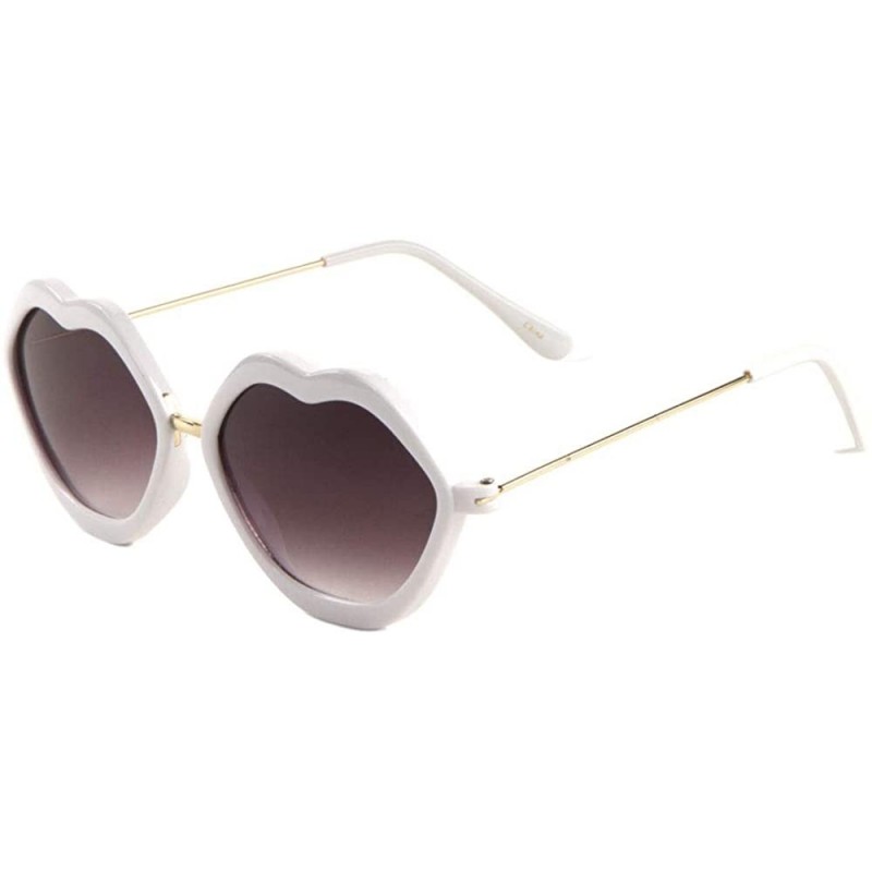 Butterfly Lips Shape Thick Frame Thin Temple Sunglasses - White - CX1987G0GHR $12.16