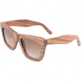 Wayfarer Wood Sunglasses CR39 Lens Wooden Frame UV400 Protection-SG5001004 - Outside Zebra Inside Pear - CX18E5C4E02 $8.42