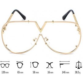 Oversized Luxury Sunglasses Men Women V-Shaped Trendy Driving Sunglasses UV400 Eyewear - C7-gold Frame Plain Lens - CP18X68XX...