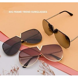 Oversized Luxury Sunglasses Men Women V-Shaped Trendy Driving Sunglasses UV400 Eyewear - C7-gold Frame Plain Lens - CP18X68XX...