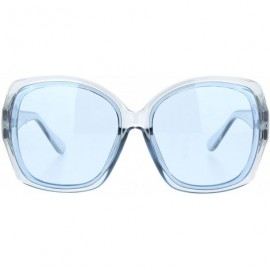 Oversized Designer Style Sunglasses Womens Oversized Square Shades UV 400 - Clear Blue (Blue) - C918AYH2H4H $13.02