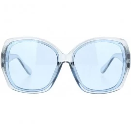 Oversized Designer Style Sunglasses Womens Oversized Square Shades UV 400 - Clear Blue (Blue) - C918AYH2H4H $13.02