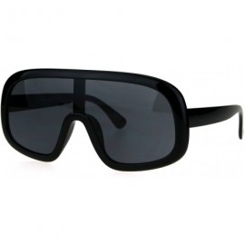 Shield Shield Goggle Style Sunglasses Futuristic Oversized Fashion Shades UV 400 - Black (Black) - CP186QI58D3 $12.30