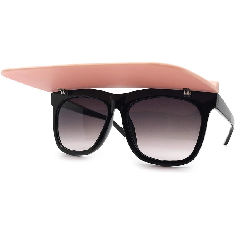 Oversized 8266 Premium Oversize XL Womens Mens Sunglasses with Foldable Sun Visor - Pink Black - C718I622KTM $18.44