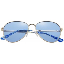 Aviator Polarized Small Aviator Sunglasses for Women Men Juniors- 55mm- 100% Protection - Gold/Clear Blue - CM193ORH3O7 $18.53