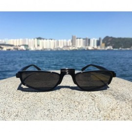 Rectangular Super Skinny Narrow Geometric Small Sunglasses for Women Men Plastic Slim Frame - Black - CE187ER53OI $9.00