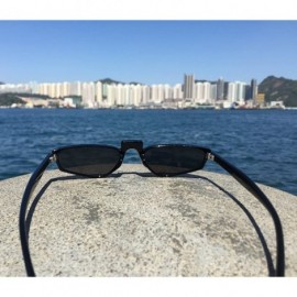 Rectangular Super Skinny Narrow Geometric Small Sunglasses for Women Men Plastic Slim Frame - Black - CE187ER53OI $9.00