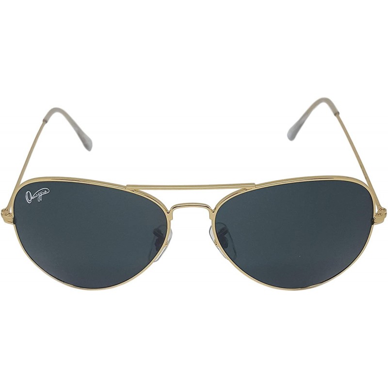 Aviator Classics 602 Sunglasses - Gold Metal Frame - Black Glass Lenses - CM196CDENSZ $46.78