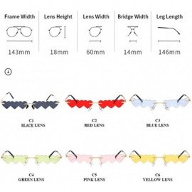 Rimless New Vintage Sunglasses Women Luxury Fashion Rimless Heart Unique Rectangle UV400 - Red - C819038W3GN $8.07