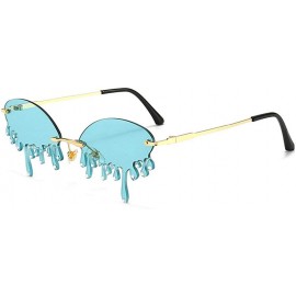 Rimless Fashion Rimless Bling Diamond Sunglasses Women New Vintage Unique Tears Shape Sunglasses Female Shades UV400 - CA198G...