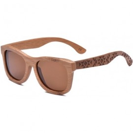 Aviator Bamboo Wood Polarized Sunglasses For Men & Women - Temple Carved Collection - CO189CQ42OW $21.29