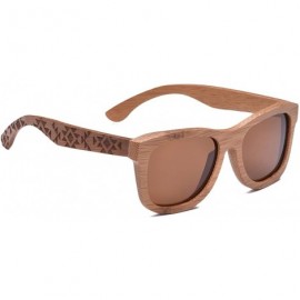 Aviator Bamboo Wood Polarized Sunglasses For Men & Women - Temple Carved Collection - CO189CQ42OW $21.29