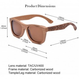 Aviator Bamboo Wood Polarized Sunglasses For Men & Women - Temple Carved Collection - CO189CQ42OW $21.29